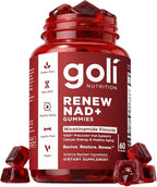 Goli World’s First Renew NAD+, 60 Count – Nicotinamide Riboside (NR) – Cellular Energy & Healthy Aging Support – Vegan, Non-GMO, Gelatin-Free Liquid-Center Gummies