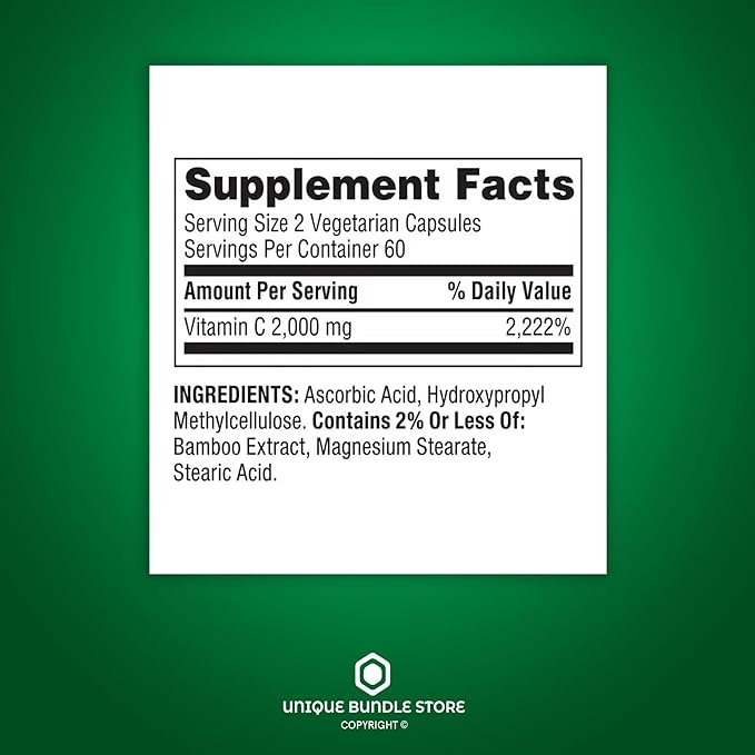 Ultra Strength Vitamin C 2000mg, 120 Capsules - Dietary Supplement (Pack of 3)