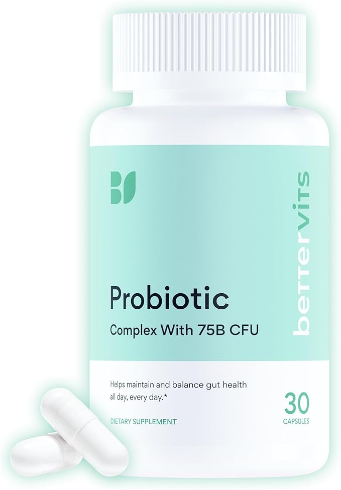 Bettervits Probiotics for Women & Men – 75 Billion CFU | Digestive Health and Gut Support Prebiotic | 14 Clinically Studied Strains with Vitamin B12, Lactobacillus and Inulin Fiber | 30 Capsules