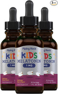 Piping Rock Kids Melatonin Liquid 1 fl oz | 1mg | Pack of 3 Bottles | Berry Flavor Drops | Non-GMO, Gluten Free Supplement