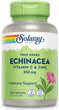 SOLARAY Echinacea Vitamin C and Zinc Wellness Formula - Immune Support Supplement - Echinacea Capsules with Vitamin C 500mg Plus Bioflavonoids, Vegan, 60-Day Guarantee, 50 Servings, 100 VegCaps