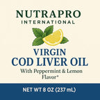 Virgin Cod Liver Oil - 8 Fl oz Natural, Wild Caught & Fresh Tasting,.High in Vitamin D, Omega 3 DHA/EPA (Peppermint Flavored)