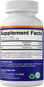Vitamatic Biotin 10,000 mcg (10 mg) for Stronger Hair, Skin & Nails - 365 Vegan Tablets- Also Called Vitamin B7-2 Pack