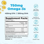 High-Potency, Super EPA/DHA Fish Oil 750mg of Essential Omega-3 Fatty Acids | EPA & DHA | Heart Health, Brain Health, Immune System Health