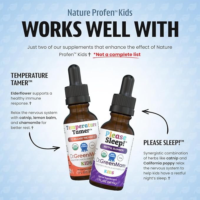 Dr. Green Mom Nature Profen Natural Relief for Infants & Kids | USDA Organic Herbal Drops for Teething, Growth Spurts, and Occasional Discomfort | Natural Child & Baby Comfort Aid
