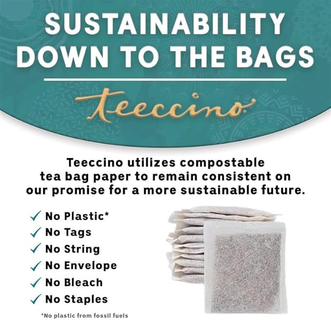 Teeccino Dandelion Herbal Tea, 50 Tagless Eco-Friendly Tea Bags - Dark Roast - Caffeine Free, Prebiotic, Gluten Free, 3x More Herbs