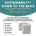 Teeccino Dandelion Herbal Tea, 50 Tagless Eco-Friendly Tea Bags - Dark Roast - Caffeine Free, Prebiotic, Gluten Free, 3x More Herbs