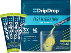 DripDrop Hydration Packets - Lemon Lime - Single Serve Electrolytes Powder Drink Mix - Non-GMO, Gluten Free, Vegan - 32 Sticks