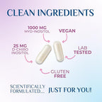 Myo-Inositol & D-Chiro Inositol 1025mg - 40:1 Ideal Ratio for Ovarian Support, Vegan Myo & D Chiro Supplement for Women's Natural Balance and Hormone Support, Vitamin B8, Non-GMO - 120 Capsules