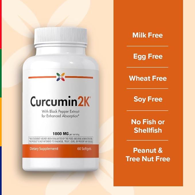 Stop Aging Now - Curcumin2K - Curcumin Supplement - with Black Pepper - 60 Softgels