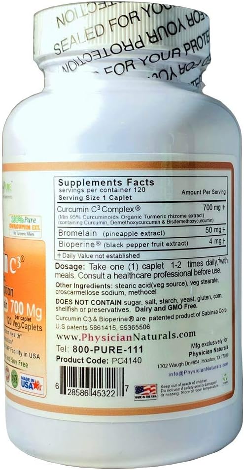 Ultra Curcumin C3 Time Release w Bioperine and Bromelain Time Release 700mg 100 Veg.tabs Max Absorption