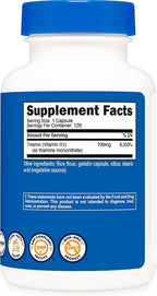 Nutricost Vitamin B1 (Thiamine) 100mg, 120 Capsules - Gluten Free and Non-GMO (Pack of 2)