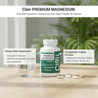 Clair Magnesio Premium Supplement, Premium Magnesium Glycinate, Non-GMO Ingredients, Daily Routine, Vegan-Friendly 90 Capsules
