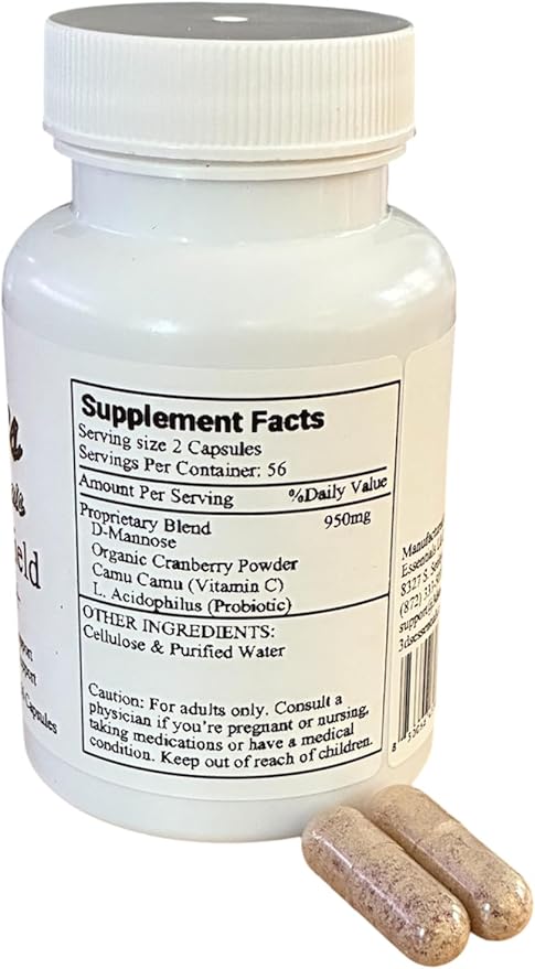 3D's Essentials URI Shield Plus+, Urinary Tract, Immune and Gut Support, D-Mannose, Cranberry, Probiotic, 56 Capsules