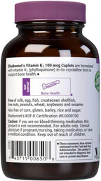 BlueBonnet Vitamin K1 100 mcg Supports Bone Health - Phylloquinone Crystalline Vitamin K Supplement - Non-GMO, Kosher Certified, Gluten-Free, Dairy-Free - 100 Vegan Caplets (Pack of 2)