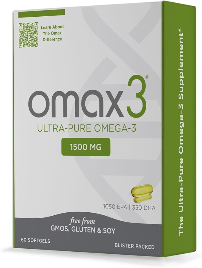 Omax3 Ultra - Pure Omega 3 Fish Oil Pills 1500 MG EPA DHA - Omega3 Fatty Acid Supplements Muscle & Joint- Gluten Free, Wild Caught, Non GMO, 30-Day Supply Blister Packed (1 Box)