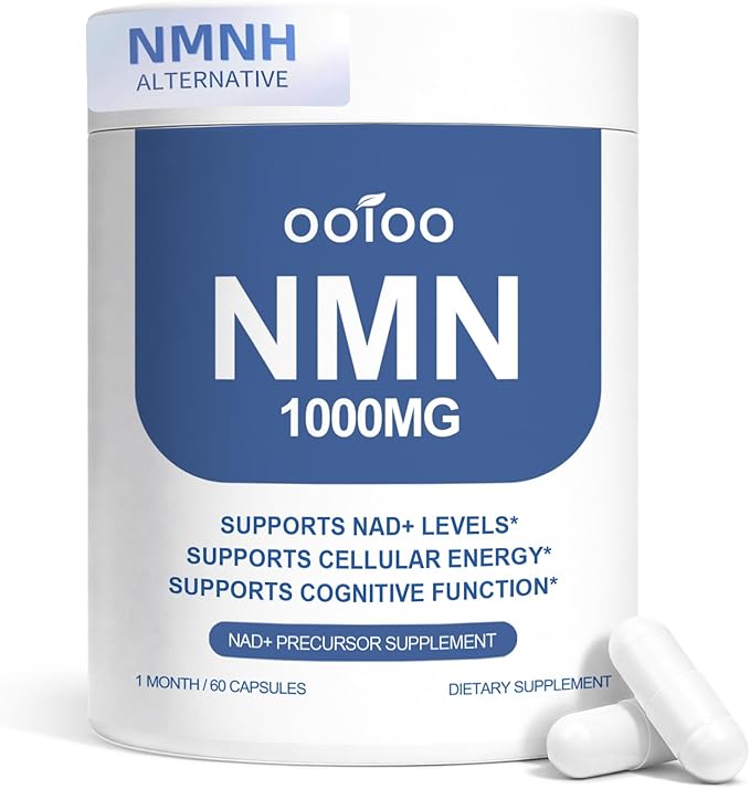 NMN Supplement 1000mg Pure Organic - NMNH Alternative, Supports Cellular Energy, NAD+ Levels & Healthy Aging, NAD+ Supplements for Women & Men, Nicotinamide Mononucleotide, Gluten Free, 60 Capsules