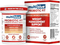 MultiBlue Probiotic Fit – Supports Natural GLP-1 & Appetite Control for Women & Men, Bifidobacterium B-420, Digestive & Gut Health, 10 Probiotic Strains, 60 Billion CFU, Prebiotic + Vitamin D3, 30ct