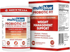 MultiBlue Probiotic Fit – Supports Natural GLP-1 & Appetite Control for Women & Men, Bifidobacterium B-420, Digestive & Gut Health, 10 Probiotic Strains, 60 Billion CFU, Prebiotic + Vitamin D3, 30ct