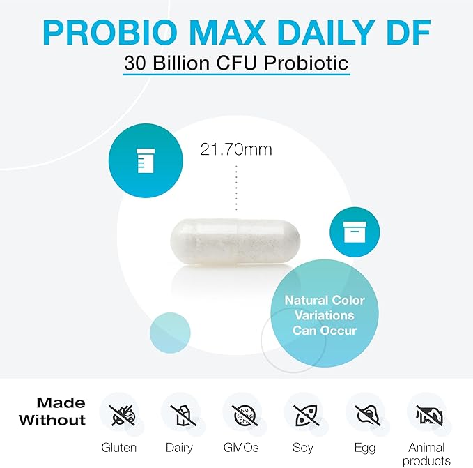 XYMOGEN ProbioMax Daily 30B - Probiotics for Digestive Health Support - Lactobacillus Acidophilus & Bifidobacterium Lactis HN019 - Vegetarian, Gluten-Free & Non-GMO - 60 Capsules