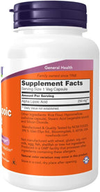 NOW Foods Alpha Lipoic Acid 250mg, 120 Vegetable Capsule (2 Pack)