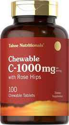 Carlyle Vitamin C Chewables | 1000mg | 100 Tablets | Natural Orange Flavor | Vegetarian, Non-GMO & Gluten Free Supplement | Tahoe Nutritionals