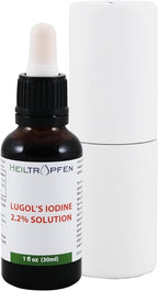 2.2% Lugol's Iodine Solution 1 Fl Oz - 30 ml | Pharmaceutical Grade Ingredients | Third-Party Tested | Lugols Solution Made with Iodine and Potassium Iodide | Heiltropfen®