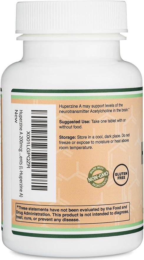 Huperzine A 200mcg (Third Party Tested) 120 Tablets, Brain Supplement to Promote Acetylcholine (Acetylcholinesterase Inhibitor) - Supports Memory and Focus by Double Wood (Pack of 2)