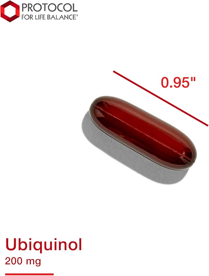 PROTOCOL FOR LIFE BALANCE Ubiquinol 200mg - Bioavailable CoQ10 Softgels - Heart Health Support - Oxidative Stress Quencher - Soy Free & Dairy Free - 60 Softgels