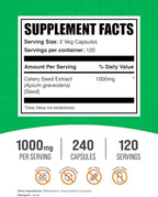 BulkSupplements.com Celery Seed Capsules - Celery Seed Supplement, Celery Seed Extract - Gluten Free, 2 Capsules per Serving, 240 Veg Capsules (Pack of 1)