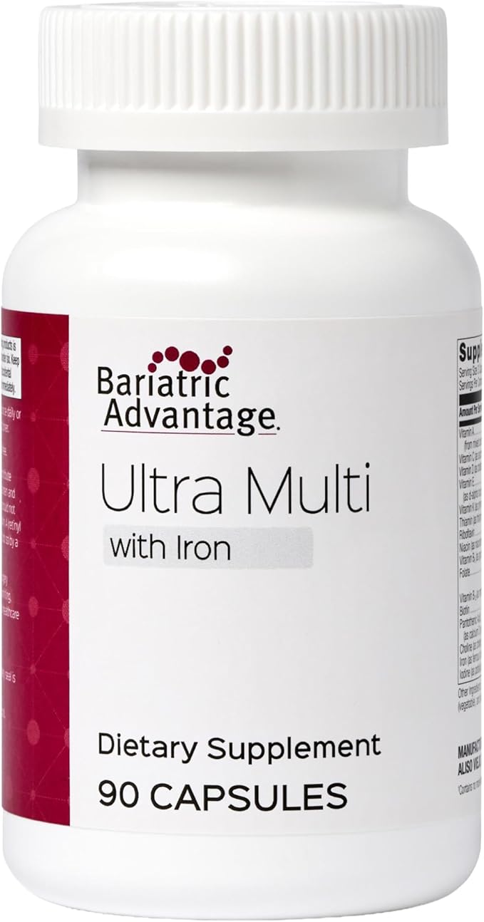 Bariatric Advantage Ultra Multivitamin with Iron - Ultra Multi with Iron - Capsule Format Multivitamin - Provides Full Complex of B Vitamins - with Vitamin C, Chromium & More - 90 Capsules
