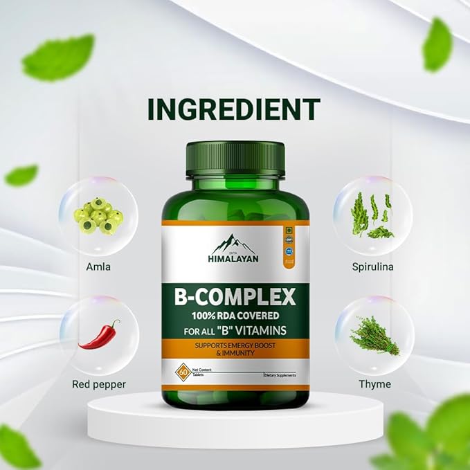 Plant Based Vitamin B Complex Supplement | Methylated Vitamin B12 1000 mcg with B1, B2, B3, B5, B6 | B12 Sublingual & Organic B Vitamins for Energy, Nervous System, Digestion & Immunity – 60 Tablets