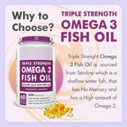 Omega 3 Fish Oil | Omega 3 Fish Oil Capsules for Women and Men | Triple Strength Fish Oil | Burpless, EPA 600 - DHA 400 Supplement, 60 Softgel Capsules