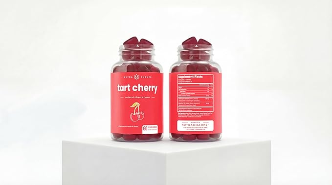 NutraChamps Tart Cherry Gummies - Tart Cherry Extract with Celery Seed - 60 Vegan Gummies (2-Pack)