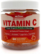2 Pack - Organic Vitamin C Gummies 120mg for Adults, Sugar Free, Daily Immune Defense, Raw Antioxidant, 100% Whole Food Chewable Vitamin C Supplement from 1200mg Berries & Fruits for Collagen, Vegan