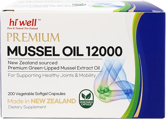 Hi Well Premium New Zealand Green-Lipped Mussel Oil //200 Softgel Capsules//Sourced from Pristine New Zealand Waters(1)