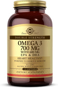 Solgar Double Strength Omega-3 700 mg, 120 Softgels - Fish Oil Supplement - Support for Cardiovascular, Joint & Cellular Health - Contains EPA & DHA Omega 3 Fatty Acids - Gluten Free - 120 Servings