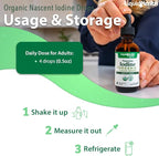 LIQUIDHEALTH USDA Organic Nascent Iodine Liquid Drops, Pure Iodine Supplement for Thyroid & Immune Support, Energy Supplement - Made in USA, Vegan, Colorless, Tasteless Tincture (2 oz)
