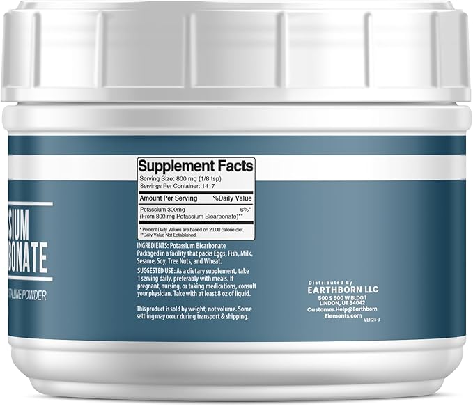 Earthborn Elements Potassium Bicarbonate (2.5 lb), Mess-Free Tub, Pure & Undiluted