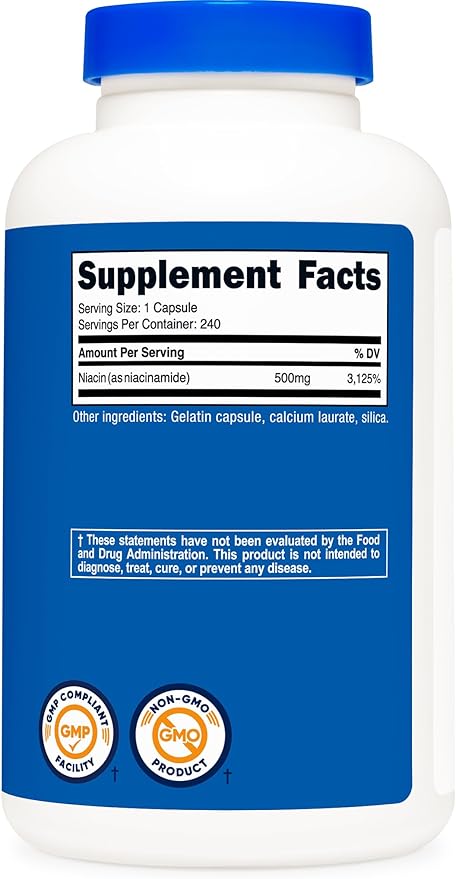 Nutricost Niacinamide (Vitamin B3) 500mg, 240 Capsules (3 Bottles)