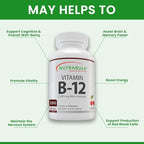 NutraBulk Vitamin B12 2500 mcg Quick Dissolve Lozenges - Cherry Flavored B-12 Sublingual - B12 Vitamins Supplement (as Cyanocobalamin) for Energy & Red Blood Cell Support - Made in USA (250 Count)