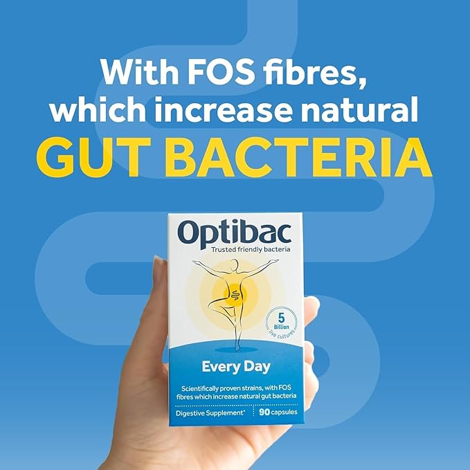 Optibac Probiotics for Digestive Health, 90 Capsules | 6 Scientifically Researched Strains with 5 Billion Live Cultures | Gluten Free & Vegetarian | Supports Gut Flora & Digestive Health