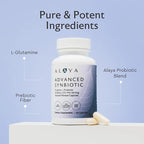 Alaya Naturals Advanced Synbiotic - Probiotic + Prebiotic - 14 Billion CFU Delayed Release Probiotic Supplement with Prebiotics from Sunfiber®, and L-glutamine for Gut Lining Integrity - 60 Capsules