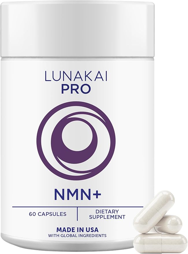 Lunakai USA Made NMN Supplement 500mg 6-in-1 with TMG & Resveratrol 98% - Daily NAD+ & Energy Support for Healthy Aging & Cellular Health, Nicotinamide Mononucleotide, 60 Capsules