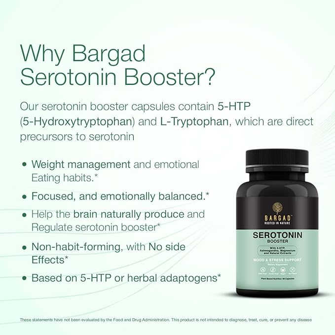 Serotonin Support Supplement – Helps Boosts 5HTP, Serotonin & Cortisol Levels, Herbal Blend – Promotes Positive Mood, Calmness, Stress Relief | Happy Mood & Brain Support | 60 Capsule