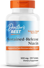 Doctor's Best Niacin 500 mg Extended Release Supplement for Men & Women - Minimizes Skin Flush, Niacin as Nicotinic Acid 500mg, Cardiovascular Health Support, Gluten Free, Vegan, Non GMO - 120 Tablets