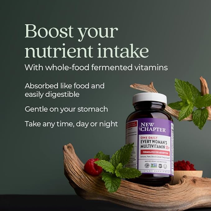 New Chapter Women’s Multivitamin 55+, Astaxanthin, B6, B12, D3, Vitamin C & Zinc, Immune, Heart, Cellular Energy, and Bone Support, Gentle on The Stomach, One Daily, Non-GMO, Gluten-Free, 72 Tablets
