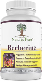 Simply Natures Pure Premium Berberine HCl 500mg - 120 Capsules - Cardiovascular Gastrointestinal Immune Support - Chromium Cinnamon (Pack of 3)