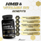 HMB and Vitamin D3 Supplement 1,000 MG (180 Capsules) - HMB supplements with 4,000 UI of D3 & Calcium - Muscle Growth, Strength & cure - B-Hydroxy B-Methylbutyrate Butyrate - Muscle Builder for Men