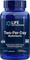 Life Extension Two-Per-Day Multivitamin, Vitamins B, C, D, zinc, Packed with Over 25 Vitamins, Minerals & extracts, Two-Month Supply, Non-GMO, Gluten-Free, 240 Capsules